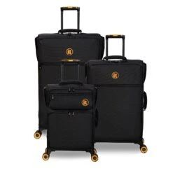 Simultaneous - 3pc Set (Black) -IT Luggage Shop 33202 UK12 2900 08BlackSSFrontpaneldirectlyset2