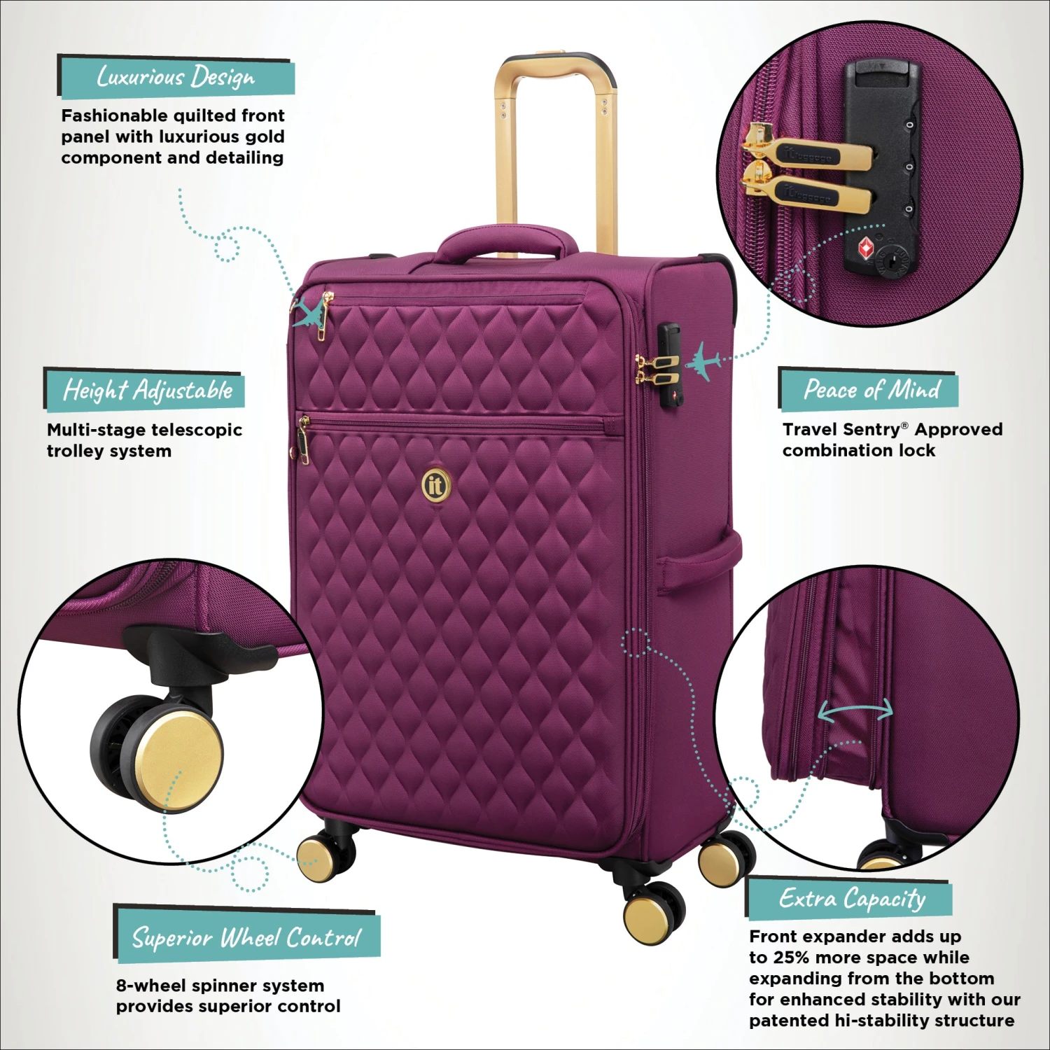 IT Luggage Glimmering - 3pc Set (Amaranth) 19 IT Luggage Glimmering - 3pc Set (Amaranth) - Image 19