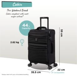 IT Luggage Precursor - Cabin (Black) 17 IT Luggage Precursor - Cabin (Black) -IT Luggage Shop Precursor Cabin black dims weights