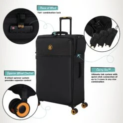 Simultaneous - 3pc Set (Black) -IT Luggage Shop Simultaneous Large Blk Infographic