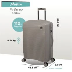 IT Luggage Spontaneous - Medium Plus (Feather Grey) -IT Luggage Shop Spontaneous Med Feather dims weights
